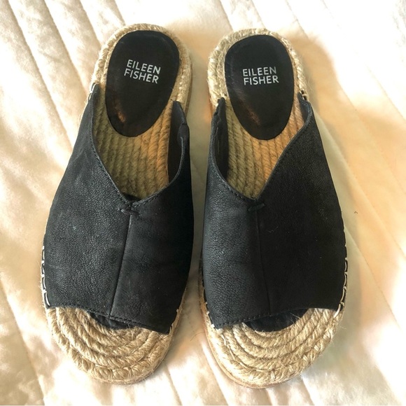 Eileen Fisher Milly Black Nubuck Espadrilles. Size 6.5 - Picture 2 of 10